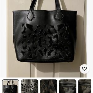 Rare Ann Fontaine Laser Cut black leather Bag